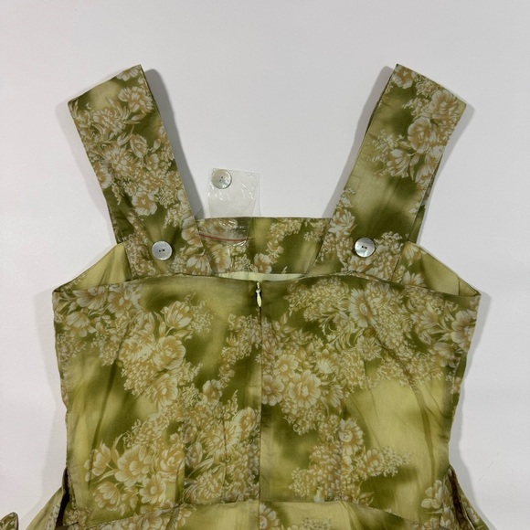 J Peterman Green Floral A Line Dress Tie Waist - Picture 4 of 8